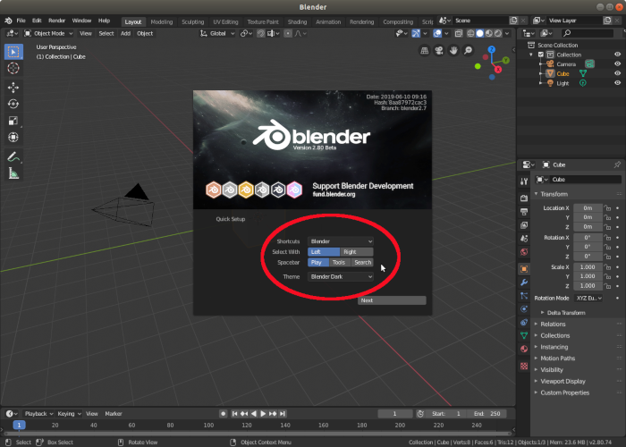 Blender 2.80 Splash