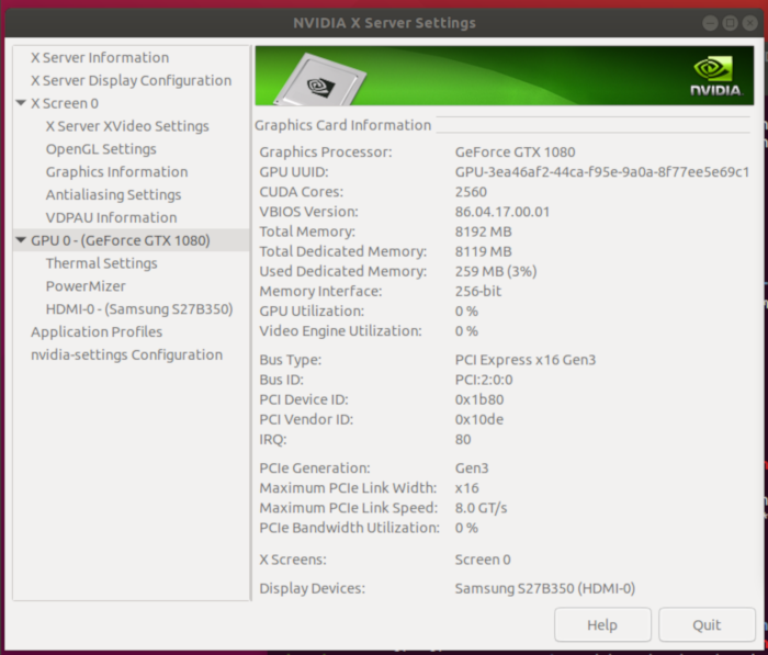 NVIDIA GPU Settings